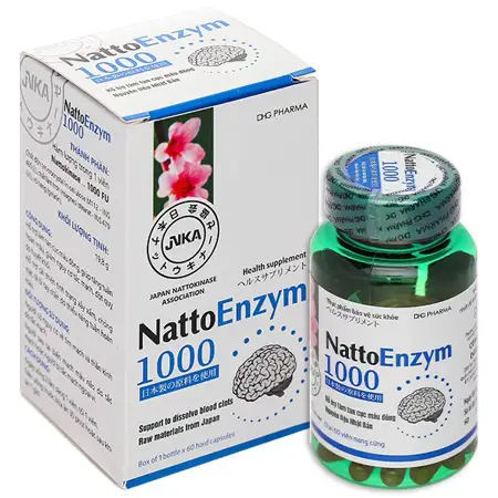 NattoEnzym 1000 hỗ trợ làm tan cục máu đông, giảm nguy cơ đột quỵ (lọ 60 viên)